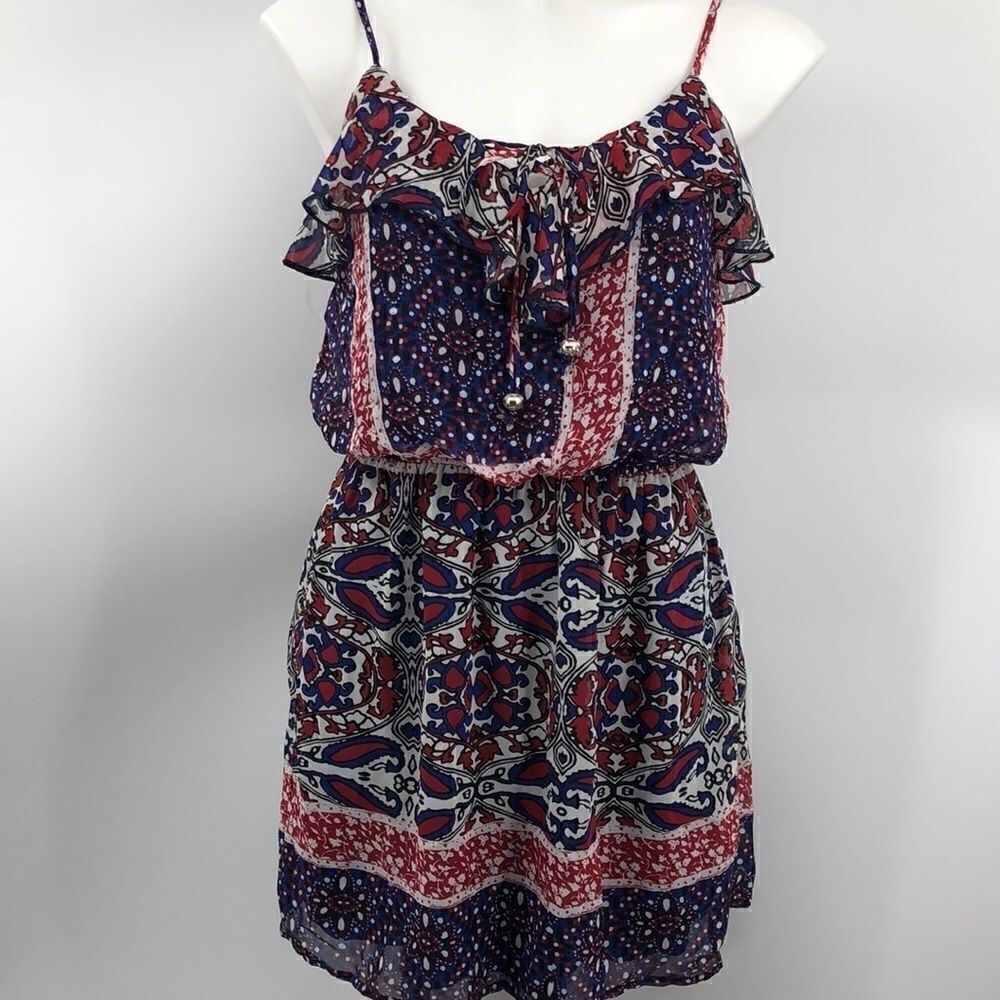 Speechless red blue print spaghetti strap summer dress
